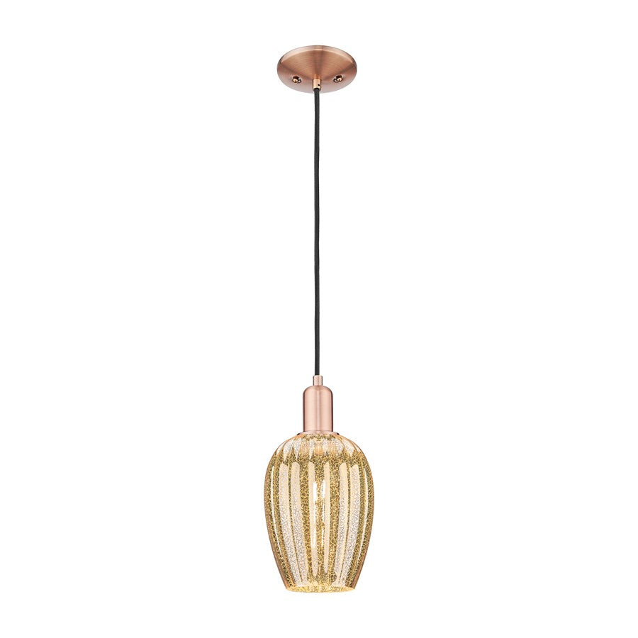 Innovations Preston 1Lt 6" Flute Cord Mini Pendant, CP/MC - 716-1P-AC-G457-6ME
