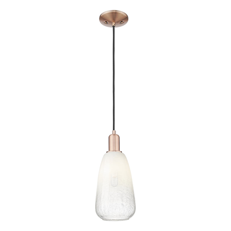 Innovations Brookhaven Almond 6in 1-Light Mini Pendant | Industrial Antique Copper Steel and Opal Glass | Kitchen Island & | Model 716-1P-AC-G480-6OP