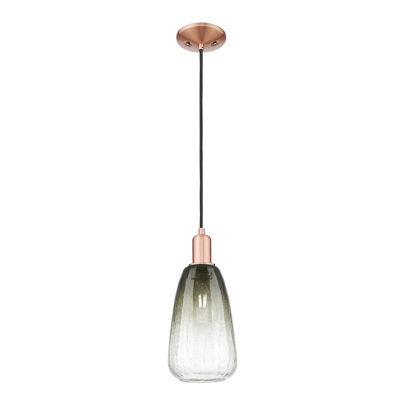 Innovations Brookhaven Almond 6in 1-Light Mini Pendant | Industrial Antique Copper Steel and Slate Glass | Kitchen Island & | Model 716-1P-AC-G480-6SL