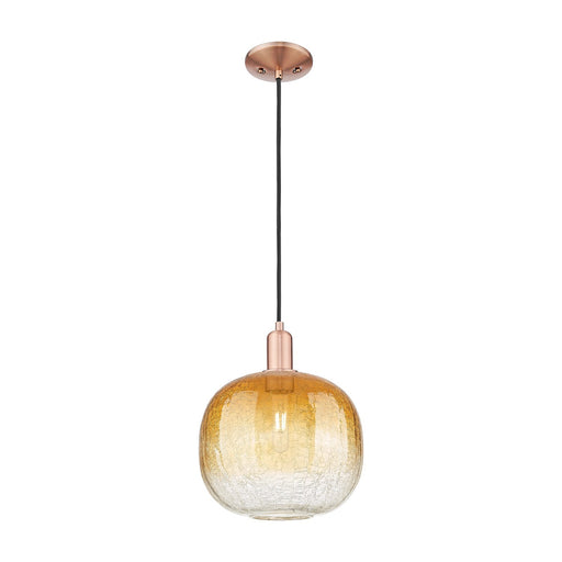 Innovations Brookhaven Sphere 10.5in 1-Light Mini Pendant | Industrial Antique Copper and Amber Glass | Kitchen Island & | Model 716-1P-AC-G481-10AM