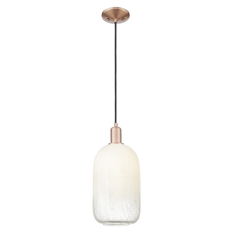 Innovations Brookhaven Cloche 7in 1-Light Mini Pendant | Industrial Antique Copper Steel and Opal Glass | Kitchen Island | 7 x | Model 716-1P-AC-G482-7OP
