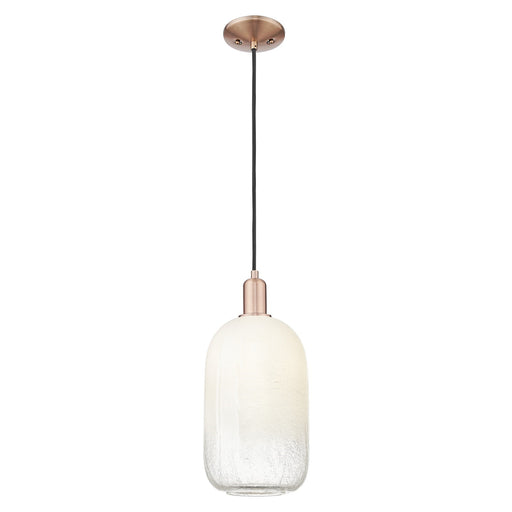 Innovations Brookhaven Cloche 7in 1-Light Mini Pendant | Industrial Antique Copper Steel and Opal Glass | Kitchen Island | 7 x | Model 716-1P-AC-G482-7OP
