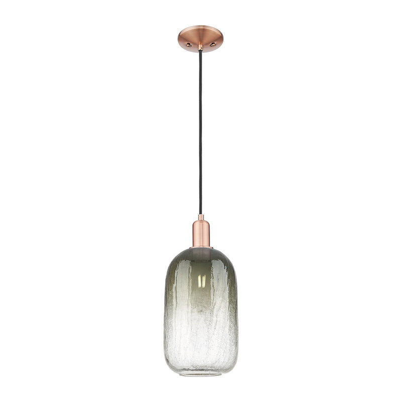 Innovations Brookhaven Cloche 7in 1-Light Mini Pendant | Industrial Antique Copper and Slate Glass | Kitchen Island & Dining | Model 716-1P-AC-G482-7SL