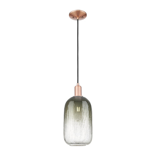 Innovations Brookhaven Cloche 7in 1-Light Mini Pendant | Industrial Antique Copper and Slate Glass | Kitchen Island & Dining | Model 716-1P-AC-G482-7SL