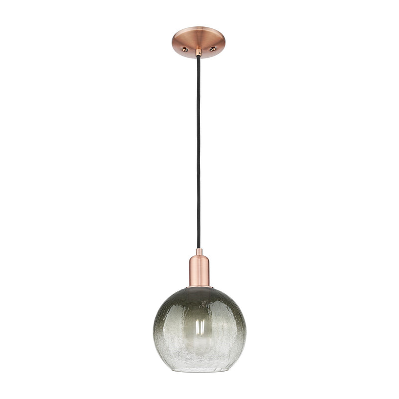 Innovations Brookhaven Globe 8in 1-Light Mini Pendant | Industrial Antique Copper Steel and Slate Glass | Kitchen Island & | Model 716-1P-AC-G483-8SL