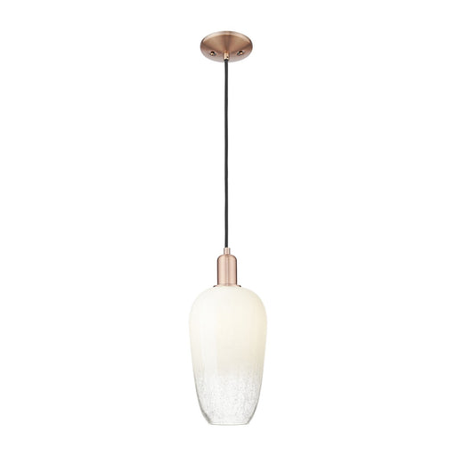 Innovations Brookhaven Flute 7in 1-Light Mini Pendant | Industrial Antique Copper Steel and Opal Glass | Kitchen Island & | Model 716-1P-AC-G484-7OP