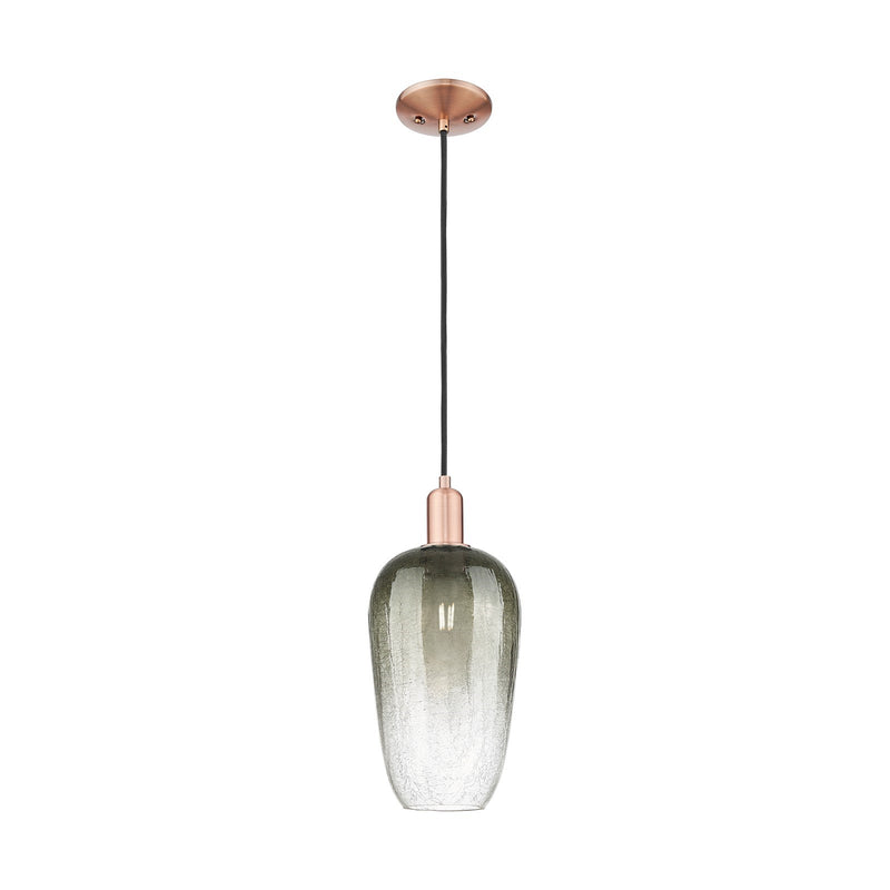 Innovations Brookhaven Flute 7in 1-Light Mini Pendant | Industrial Antique Copper Steel and Slate Glass | Kitchen Island & | Model 716-1P-AC-G484-7SL