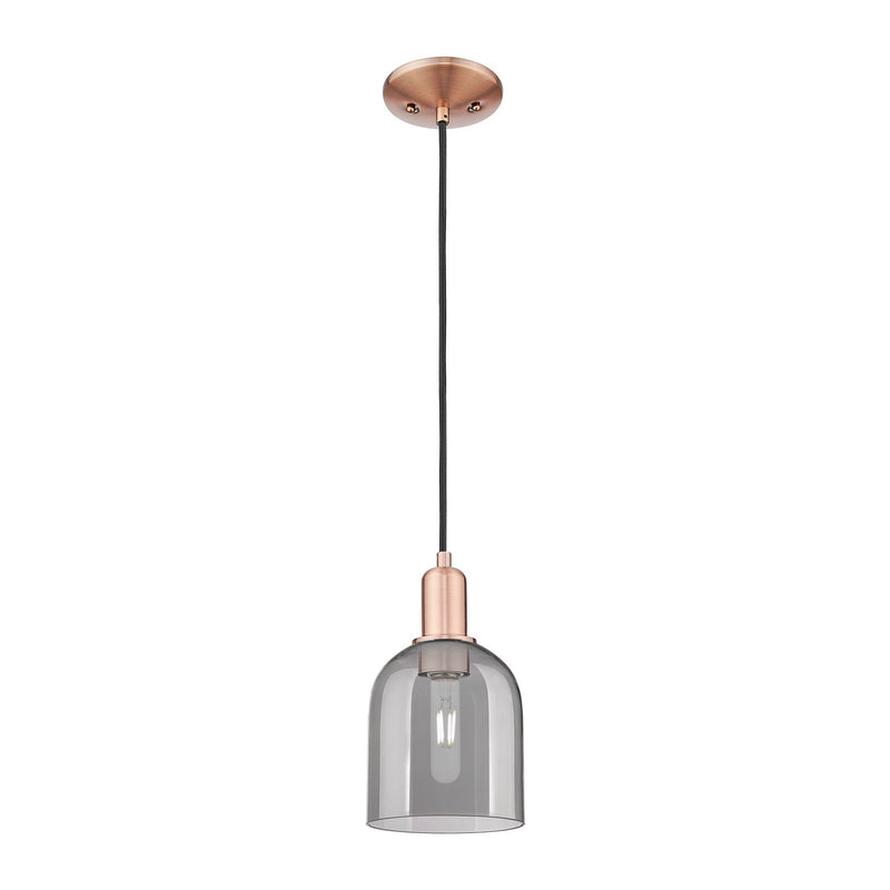 Innovations Bella 6in 1-Light Mini Pendant | Industrial Antique Copper and Light Smoke Glass | Kitchen Island & Dining Room | Model 716-1P-AC-G558-6SM