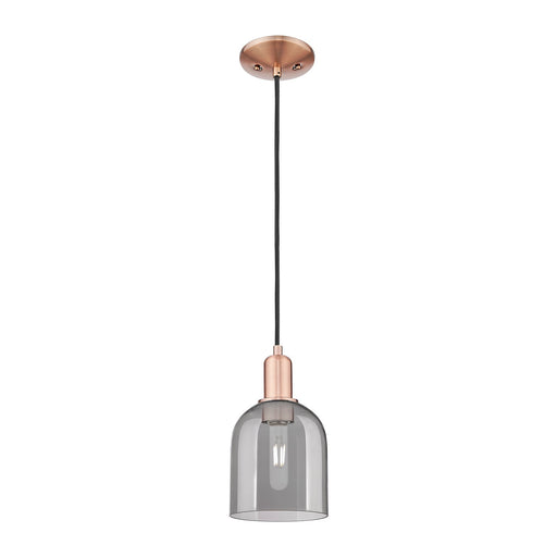 Innovations Bella 6in 1-Light Mini Pendant | Industrial Antique Copper and Light Smoke Glass | Kitchen Island & Dining Room | Model 716-1P-AC-G558-6SM