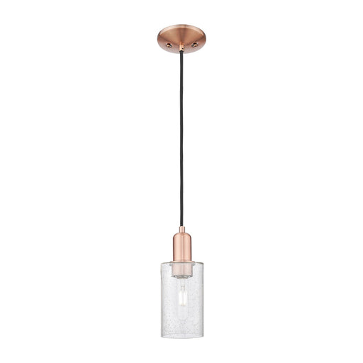 Innovations Clymer 4in 1-Light Mini Pendant | Industrial Antique Copper Steel and Seedy Glass | Kitchen Island & Dining Room | 3.88 | Model 716-1P-AC-G804