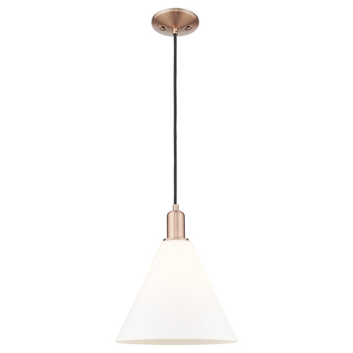 Innovations Berkshire Glass 12in 1-Light Mini Pendant | Industrial Antique Copper and Matte White Glass | Kitchen Island & | Model 716-1P-AC-GBC-121
