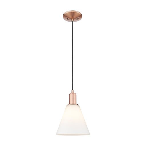 Innovations Berkshire Glass 8in 1-Light Mini Pendant | Industrial Antique Copper Steel and Matte White Glass | Kitchen Island & | Model 716-1P-AC-GBC-81