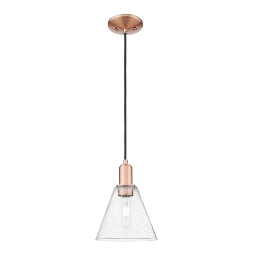 Innovations Berkshire Glass 8in 1-Light Mini Pendant | Industrial Antique Copper Steel and Seedy Glass | Kitchen Island & Dining | Model 716-1P-AC-GBC-84