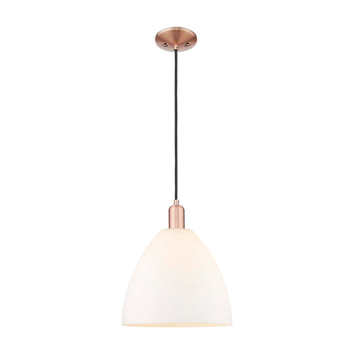 Innovations Bristol 12in 1-Light Mini Pendant | Industrial Antique Copper and Matte White Glass | Kitchen Island | 12 x 12 x | Model 716-1P-AC-GBD-121