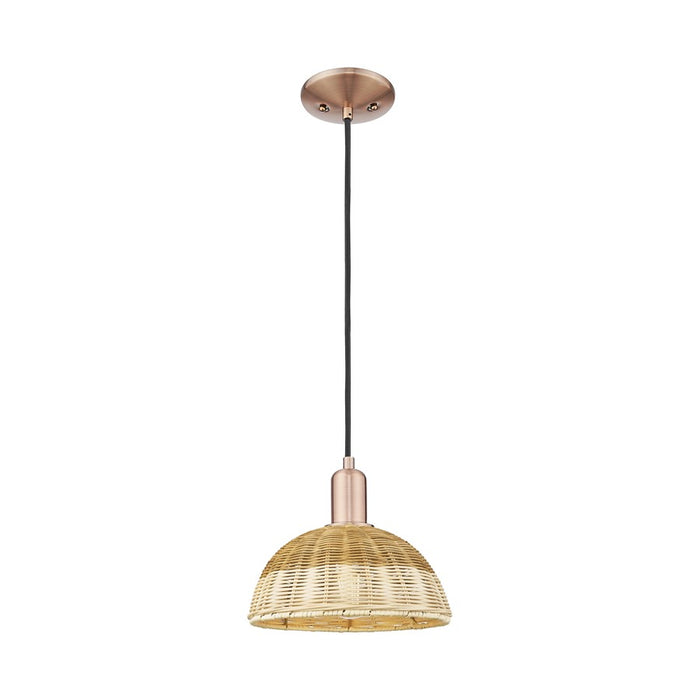 Innovations NB Dome 1Lt 9" Cord Mini Pendant, Copper/Nat - 716-1P-AC-NBD2-9-NAT