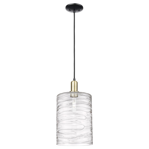 Innovations Cobbleskill 5in 1-Light Mini Pendant | Industrial Black Antique Brass and Deco Swirl Glass | Kitchen Island & Dining | Model 716-1P-BAB-G1113