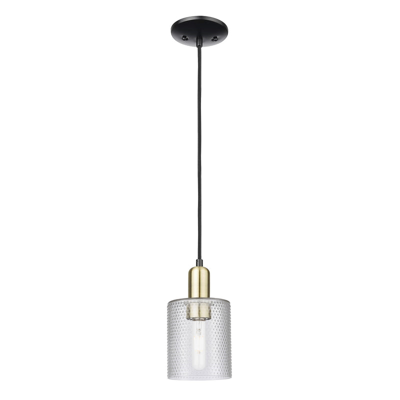 Innovations Cobbleskill 5in 1-Light Mini Pendant | Industrial Black Antique Brass Steel and Clear Glass | Kitchen Island & Dining | Model 716-1P-BAB-G112