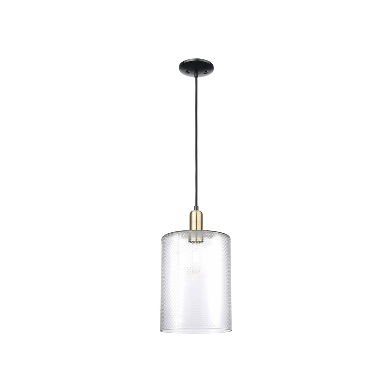 Innovations Cobbleskill 9in 1-Light Mini Pendant | Industrial Black Antique Brass Steel and Clear Glass | Kitchen Island & | Model 716-1P-BAB-G112-L