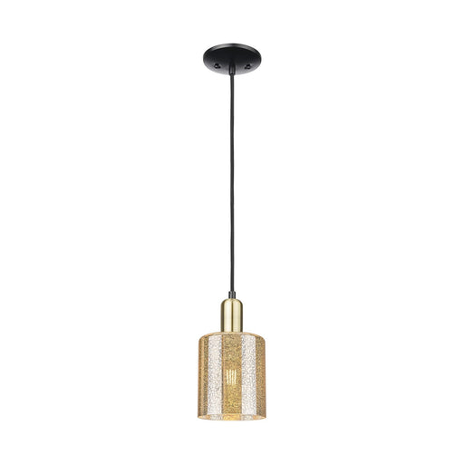 Innovations Cobbleskill 5in 1-Light Mini Pendant | Industrial Black Antique Brass Steel and Mercury Glass | Kitchen Island & | Model 716-1P-BAB-G116