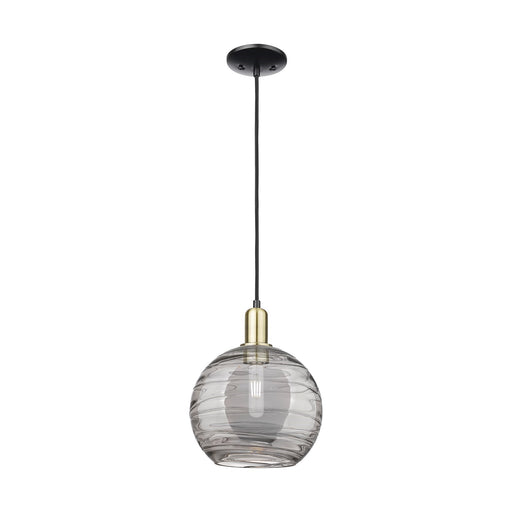 Innovations Athens Deco Swirl 10in 1-Light Mini Pendant | Industrial Black Antique Brass Steel and Clear Glass | Kitchen | Model 716-1P-BAB-G1213-10CL