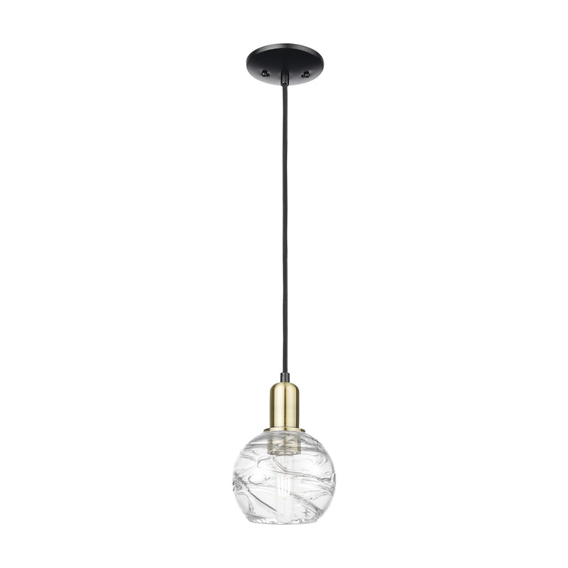 Innovations Athens Deco Swirl 6in 1-Light Mini Pendant | Industrial Black Antique Brass Steel and Clear Glass | Kitchen | Model 716-1P-BAB-G1213-6CL