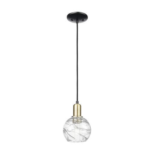 Innovations Athens Deco Swirl 6in 1-Light Mini Pendant | Industrial Black Antique Brass Steel and Clear Glass | Kitchen | Model 716-1P-BAB-G1213-6CL