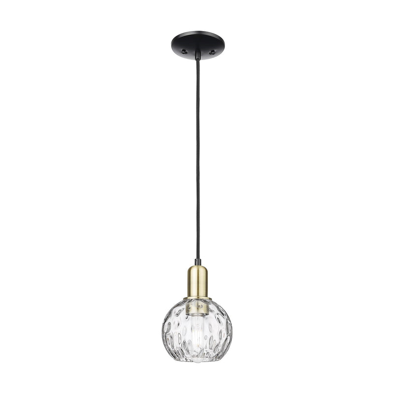 Innovations Athens Water Glass 6in 1-Light Mini Pendant | Industrial Black Antique Brass Steel and Clear Glass | Kitchen Island | Model 716-1P-BAB-G1215-6