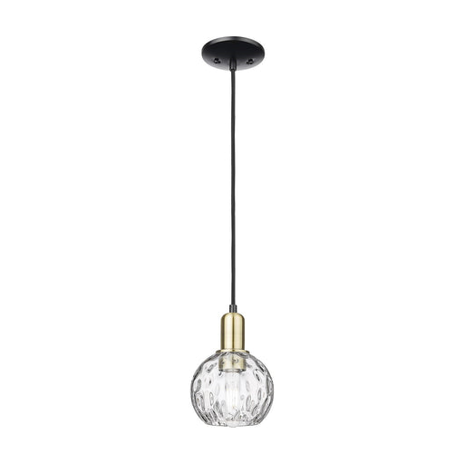 Innovations Athens Water Glass 6in 1-Light Mini Pendant | Industrial Black Antique Brass Steel and Clear Glass | Kitchen Island | Model 716-1P-BAB-G1215-6