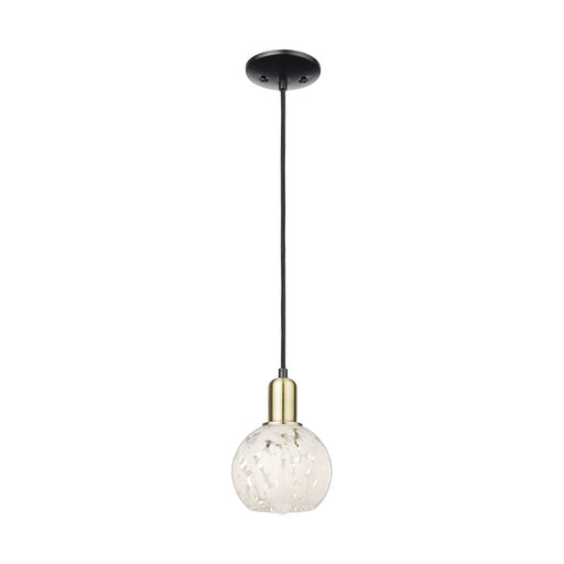 Innovations Lighting Arcadia 6in 1-Light Mini Pendant | Industrial Black Antique Brass and White Mouchette Glass | Kitchen | Model 716-1P-BAB-G1216-6WM