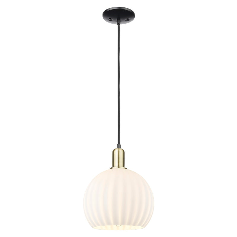 Innovations Lighting Arcadia 10in 1-Light Mini Pendant | Industrial Black Antique Brass and White Venetian Glass | Kitchen | Model 716-1P-BAB-G1217-10WV