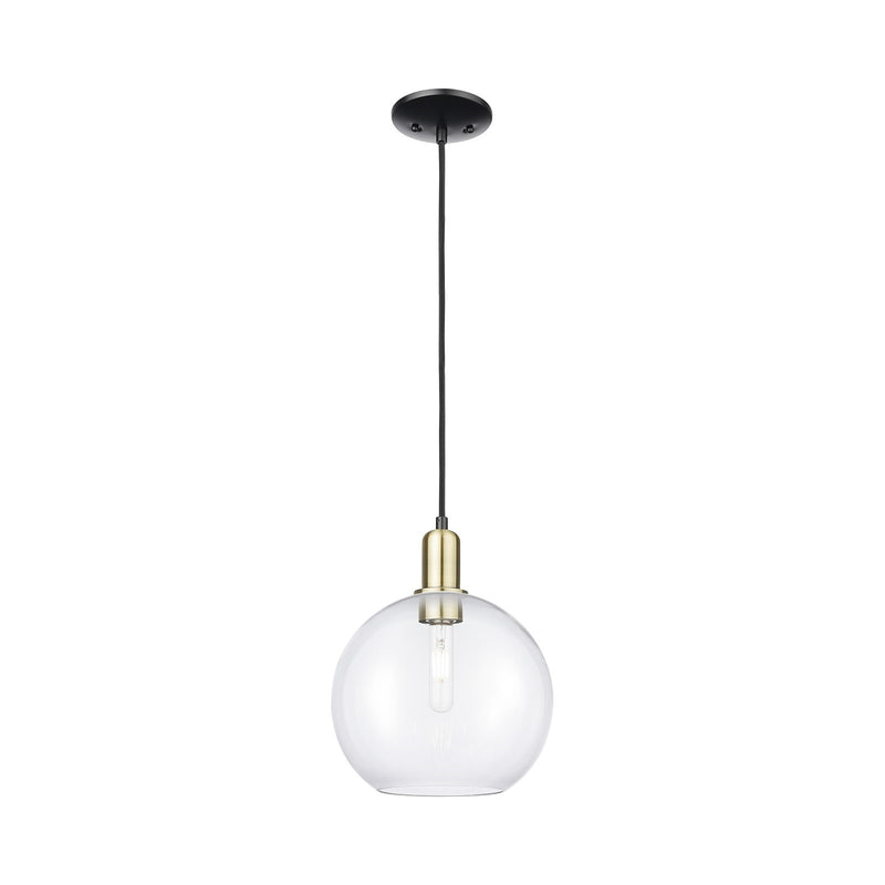 Innovations Athens 10in 1-Light Mini Pendant | Industrial Black Antique Brass and Clear Glass | Kitchen Island & Dining Room | Model 716-1P-BAB-G122-10