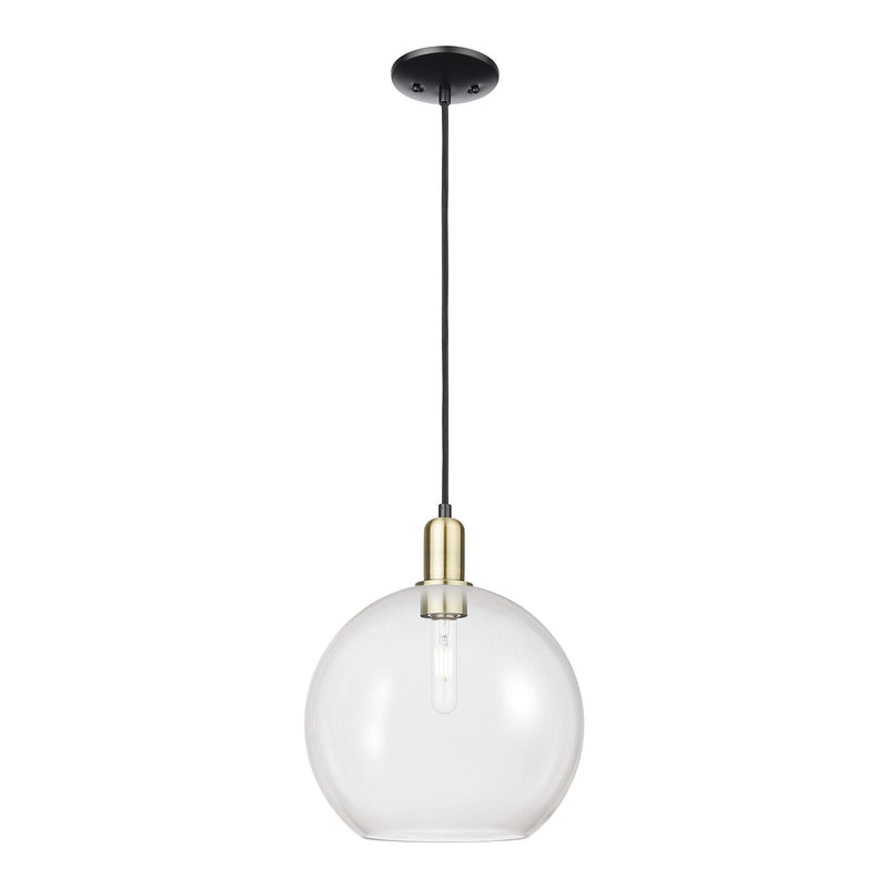 Innovations Athens 12in 1-Light Mini Pendant | Industrial Black Antique Brass and Clear Glass | Kitchen Island & Dining Room | Model 716-1P-BAB-G122-12