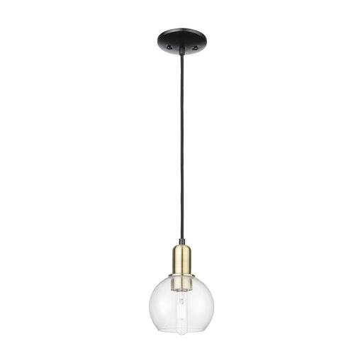 Innovations Athens 6in 1-Light Mini Pendant | Industrial Black Antique Brass Steel and Clear Glass | Kitchen Island & Dining | Model 716-1P-BAB-G122-6
