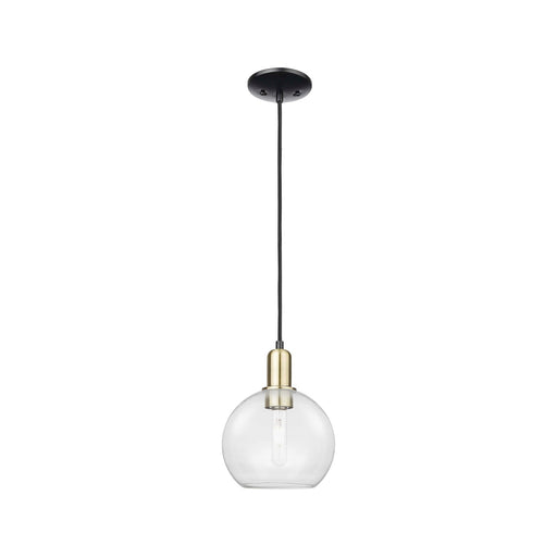 Innovations Athens 8in 1-Light Mini Pendant | Industrial Black Antique Brass Steel and Clear Glass | Kitchen Island & Dining | Model 716-1P-BAB-G122-8