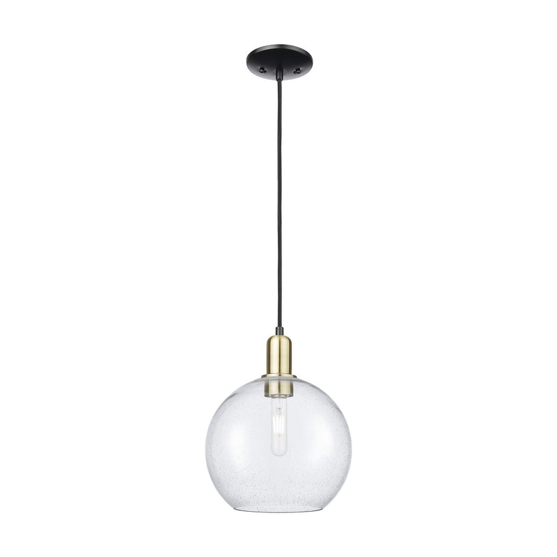 Innovations Athens 10in 1-Light Mini Pendant | Industrial Black Antique Brass Steel and Seedy Glass | Kitchen Island & Dining | Model 716-1P-BAB-G124-10