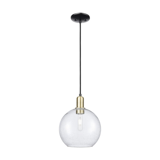 Innovations Athens 10in 1-Light Mini Pendant | Industrial Black Antique Brass Steel and Seedy Glass | Kitchen Island & Dining | Model 716-1P-BAB-G124-10