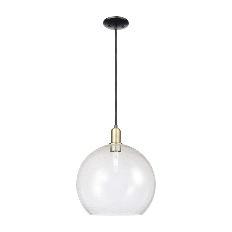 Innovations Athens 14in 1-Light Mini Pendant | Industrial Black Antique Brass Steel and Seedy Glass | Kitchen Island & Dining | Model 716-1P-BAB-G124-14