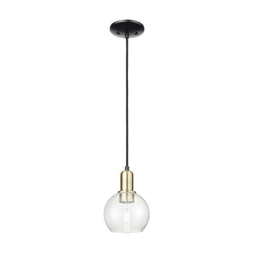 Innovations Athens 6in 1-Light Mini Pendant | Industrial Black Antique Brass Steel and Seedy Glass | Kitchen Island & Dining | Model 716-1P-BAB-G124-6