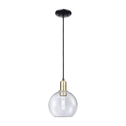 Innovations Athens 8in 1-Light Mini Pendant | Industrial Black Antique Brass Steel and Seedy Glass | Kitchen Island & Dining | Model 716-1P-BAB-G124-8