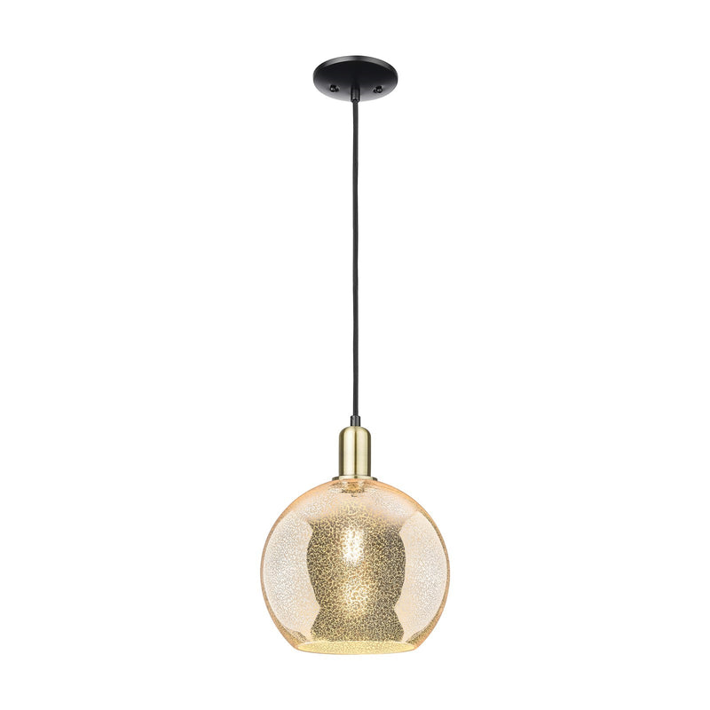 Innovations Athens 10in 1-Light Mini Pendant | Industrial Black Antique Brass and Mercury Glass | Kitchen Island & Dining Room | Model 716-1P-BAB-G128-10