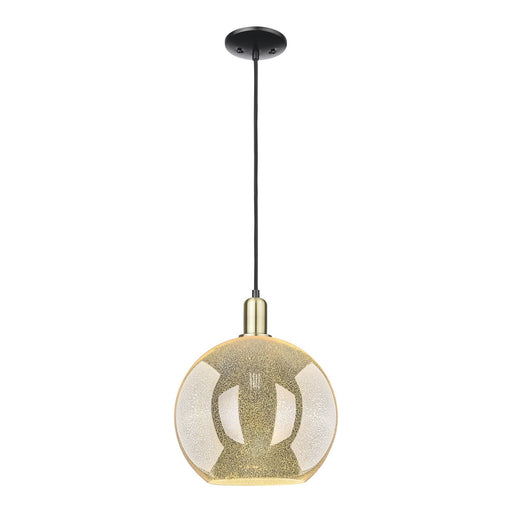 Innovations Athens 12in 1-Light Mini Pendant | Industrial Black Antique Brass and Mercury Glass | Kitchen Island & Dining Room | Model 716-1P-BAB-G128-12