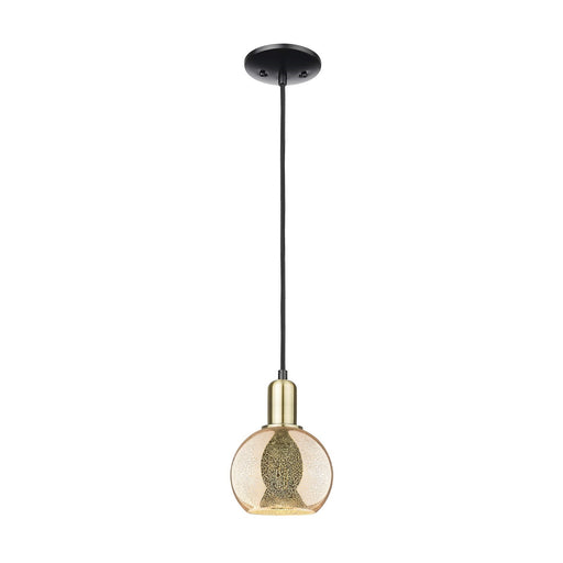 Innovations Athens 6in 1-Light Mini Pendant | Industrial Black Antique Brass Steel and Mercury Glass | Kitchen Island & Dining | Model 716-1P-BAB-G128-6