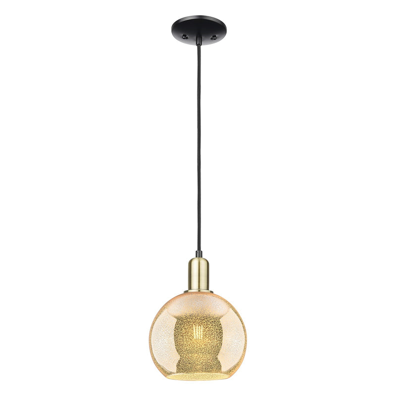 Innovations Athens 8in 1-Light Mini Pendant | Industrial Black Antique Brass and Mercury Glass | Kitchen Island & Dining Room | Model 716-1P-BAB-G128-8