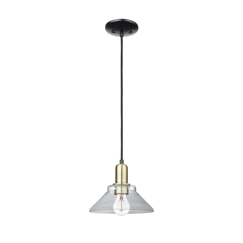 Innovations Orwell 8.38in 1-Light Mini Pendant | Industrial Black Antique Brass and Clear Glass | Kitchen Island & Dining Room | Model 716-1P-BAB-G132