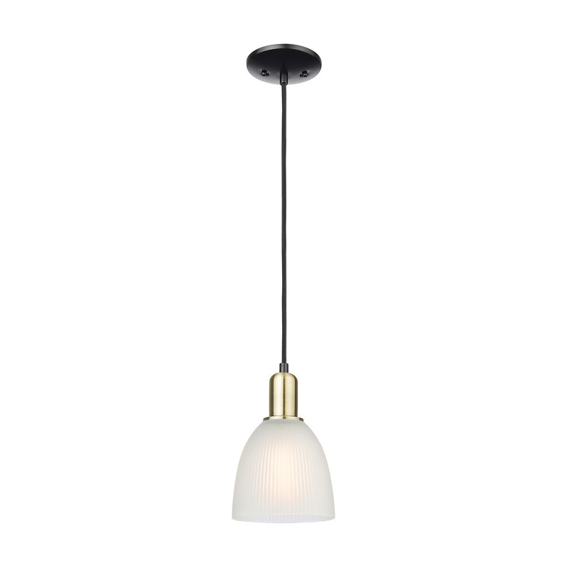 Innovations Castile 6in 1-Light Mini Pendant | Industrial Black Antique Brass and White Glass | Kitchen Island & Dining Room | 6 x | Model 716-1P-BAB-G381