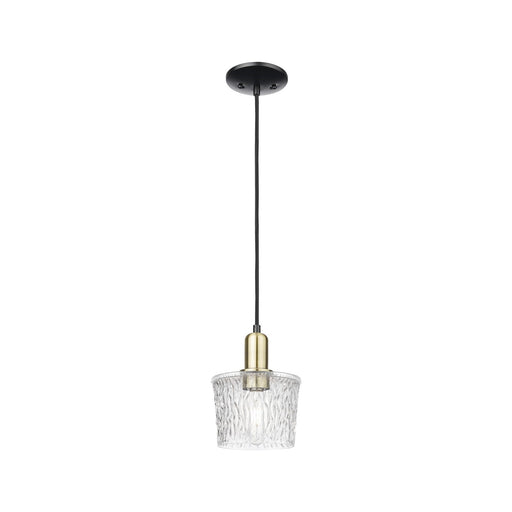Innovations Niagara 7in 1-Light Mini Pendant | Industrial Black Antique Brass and Clear Textured Glass | Kitchen Island & Dining | Model 716-1P-BAB-G402