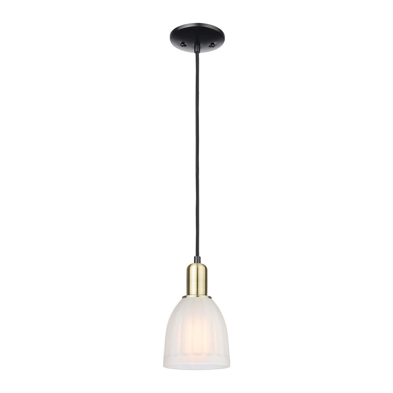 Innovations Brookfield 6in 1-Light Mini Pendant | Industrial Black Antique Brass and White Frosted Ribbed Glass | Kitchen Island & | Model 716-1P-BAB-G441