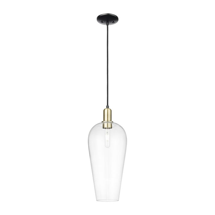 Innovations Chelsea 1Lt 8" Cord Mini Pendant, BKBS/Clear - 716-1P-BAB-G456-8CL