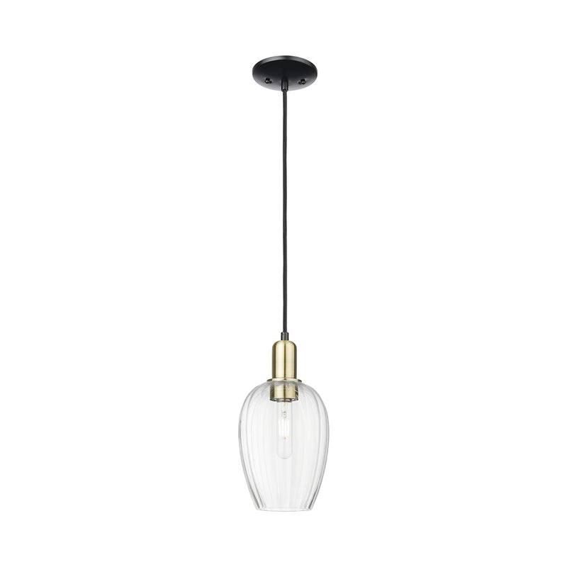 Innovations Preston 1Lt 6" Flute Cord Mini Pendant, BKS/CL - 716-1P-BAB-G457-6CL