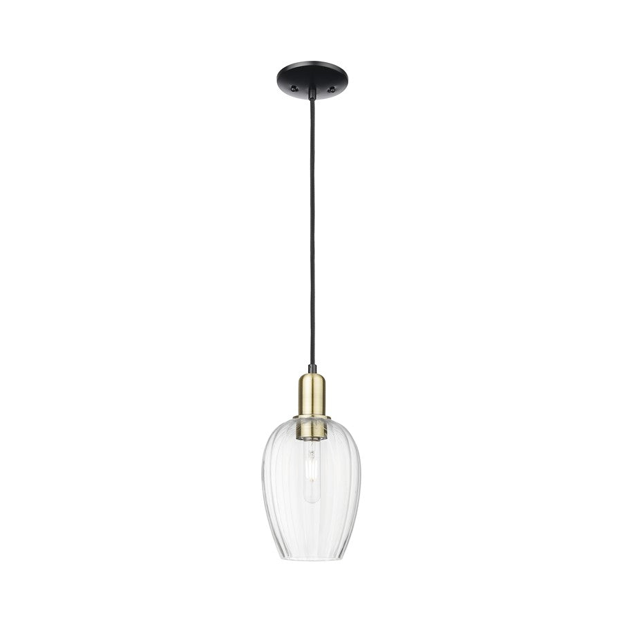 Innovations Preston 1Lt 6" Flute Cord Mini Pendant, BKS/CL - 716-1P-BAB-G457-6CL